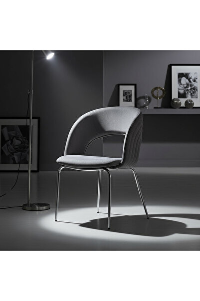 DENGEMA Boston S91 Sandalye (2 Adet) – Antrasit Kumaş, Krom Metal Ayak