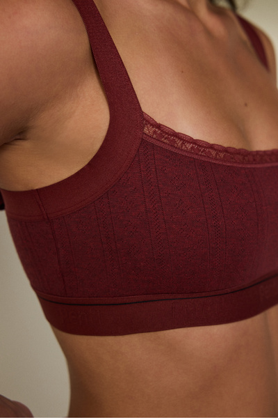 Penti Burgundy Melange Adjustable Strap Crop Top