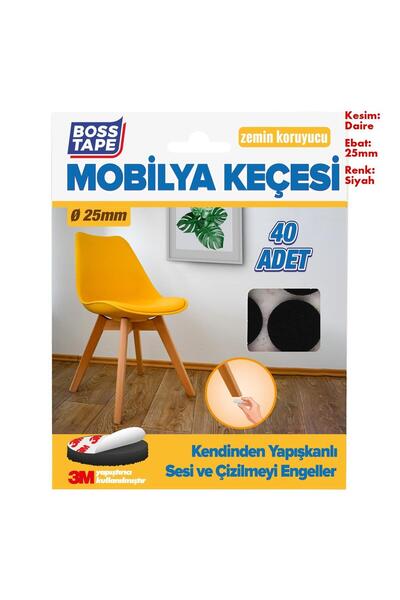 Boss Tape 3M Yapışkanlı 60 Adet Daire 20mm Siyah Mobilya Sandalye Masa Ayağı ...