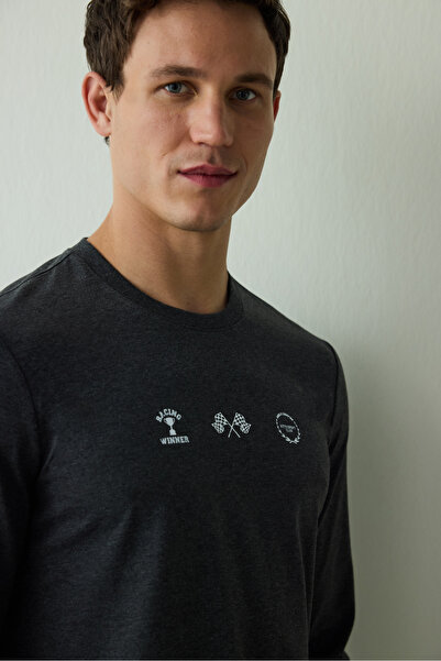 Penti Erkek Winner Slogan Baskılı Bisiklet Yaka Uzun Kollu Pijama Takımı