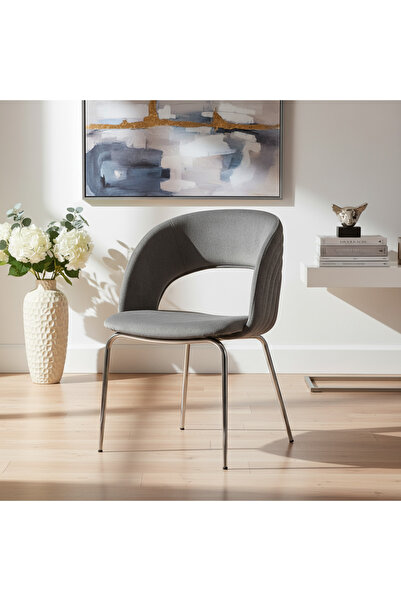 DENGEMA Boston S91 Sandalye (2 Adet) – Antrasit Kumaş, Krom Metal Ayak