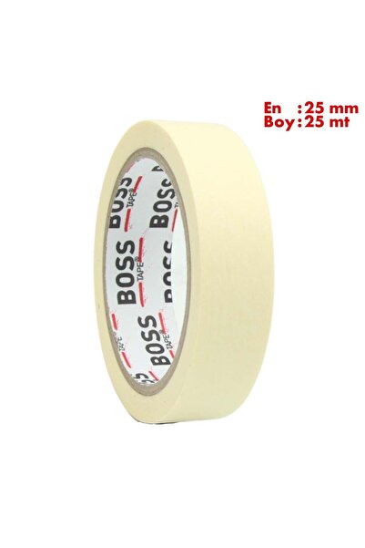 Boss Tape Maskeleme Bandı Kağıt Beyaz Bant En:25mm Boy: 25mt