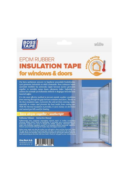 Boss Tape Pencere Kapı Rüzgar Isı Kaybı Engelleyici İzolasyon Bandı 5 Metre Kauçuk Beyaz En:15mm Yükseklik:5mm