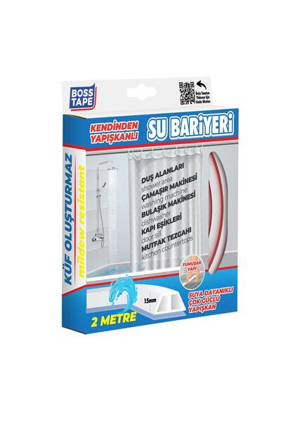 Boss Tape Yapışkanlı Duş Kapı Mutfak Tezgahı Etrafı Su Kesici Bariyer Beyaz 2mt
