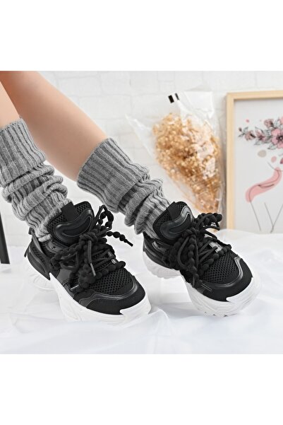 Tmall Pantofi sport pentru femei, cu inserții de plasă, D1392, negri