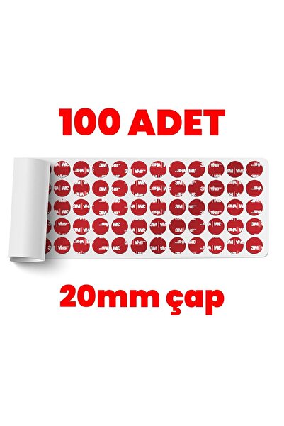 3M VHB Çok Güçlü Çift Taraflı 100 Adet Hazır Kesim 20mm Çap