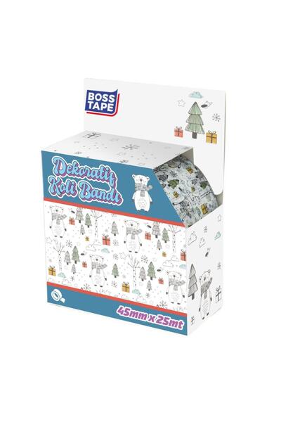 Boss Tape Dekoratif Ambalaj Ve Paketleme Bandı 45mmx25mt Ayıcık Desenli