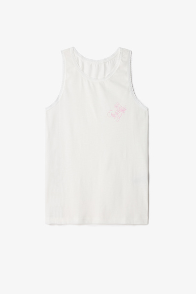 Penti Optical White Girl's Pollen 2-Piece Crispy Floral Patterned Cotton Undershirt