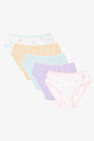 Penti Pachet de 5 chiloți din bumbac cu imprimeu cu unicorn pentru fete