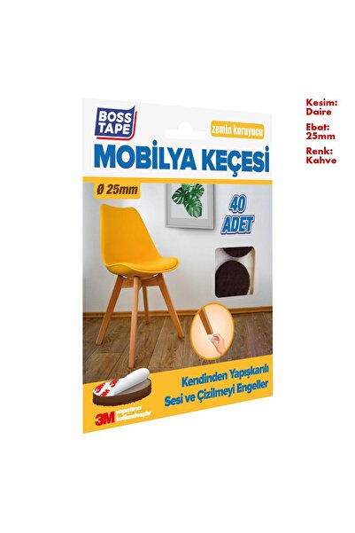 Genel Markalar 3M Yapışkanlı 40 Adet 25mm Kare Kahverengi Mobilya Sandalye Ma...