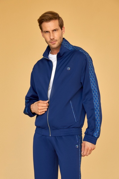 SPORTEMPT Fermuarlı Erkek Oversize Panelli Eşofman Üstü - Lacivert