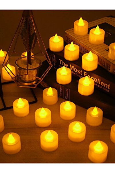 rkm store Led Mum A Kalite Premium 10 Adet Ledli Mum Model Işıklı Tealight Mum Piller Dahil