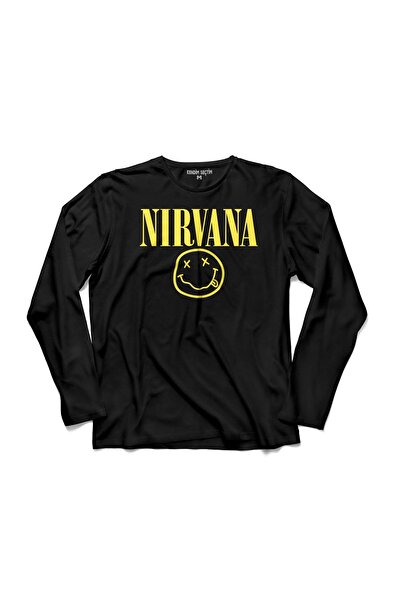 Kendim Seçtim تي شيرت بأكمام طويلة وشعار فرقة موسيقى نيرفانا هانسون