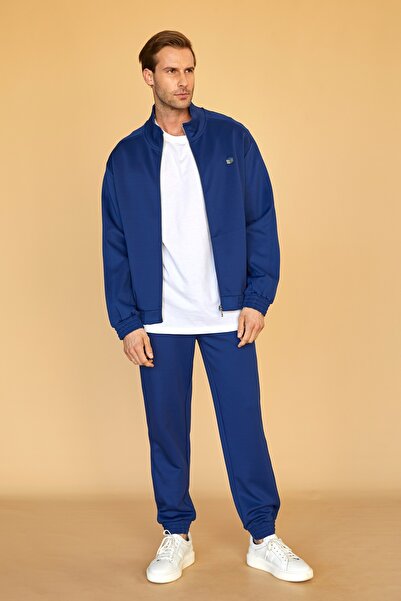 SPORTEMPT Fermuarlı Erkek Oversize Eşofman Üstü - Lacivert