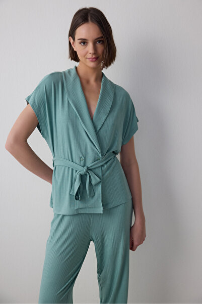 Penti Green Lenna Ribbed V-Neck Maternity Pajama Set