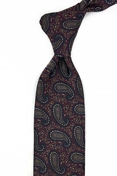 Kravatkolik Claret Red Paisley Pattern Classic Tie with Handkerchief Kk13119