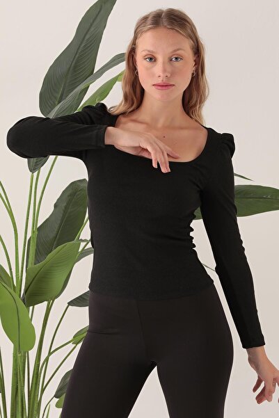 ESPİNA Γυναικεία μακρυμάνικη μπλούζα με τετράγωνο λαιμό