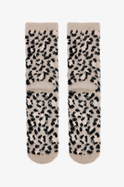 Penti Light Beige Leopard Patterned Home Shoes