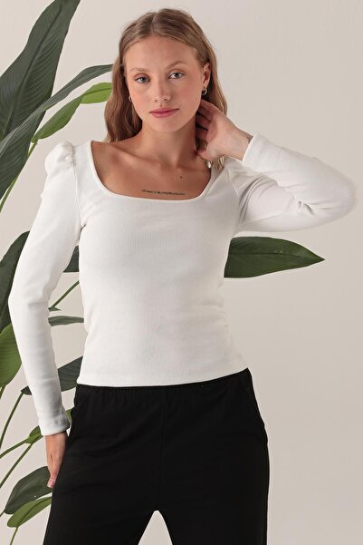 ESPİNA Bluză cu mânecă lungă cu guler pătrat de damă