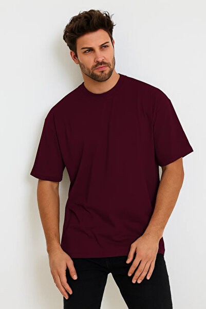 COMBİNE MİCHAİL Thick Fabric Oversize Men's T-shirt - Crew Neck