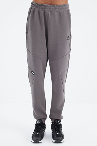 TOMMY LIFE Dark Gray Lace-up Stripe Detailed Comfortable Fit Men's Tracksuit Bottom - 82100