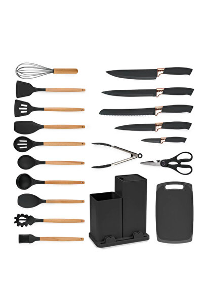 OEM 19-piece kitchen utensil set with chopper and storage stand included BLACK