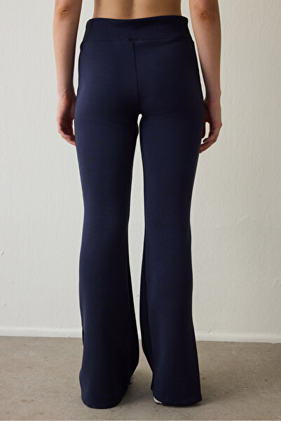 Penti Navy Blue Modal High Waist Leggings Slit Flared Leggings