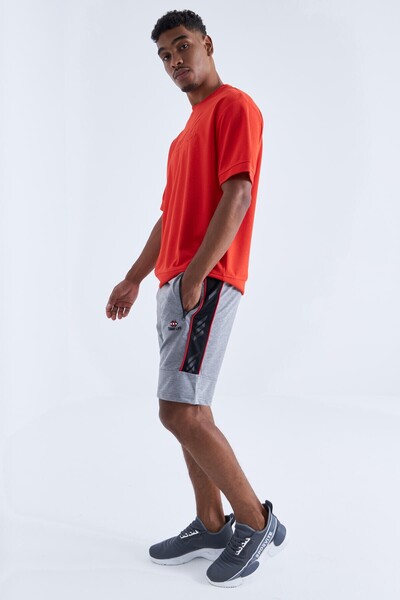 TOMMY LIFE Men's Gray Melange Side Striped Shorts - 81148