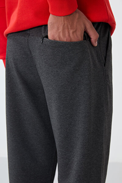 TOMMY LIFE Ανδρικό Παντελόνι Φούτερ anthracitE MElangE Classic LEg - LacE-up and PockEt - 84682