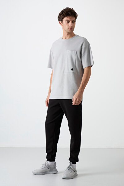 TOMMY LIFE Μαύρη ανδρική φόρμα αθλητικής φόρμας με κορδόνια, στενά πόδια - 84999