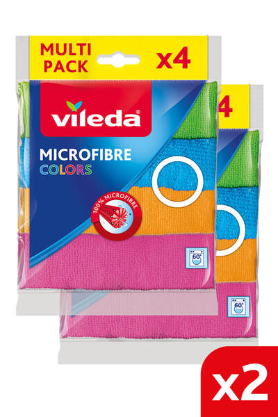 Vileda 2 Paket 4 lü %100 Mikrofiber Colors Temizlik Bezi