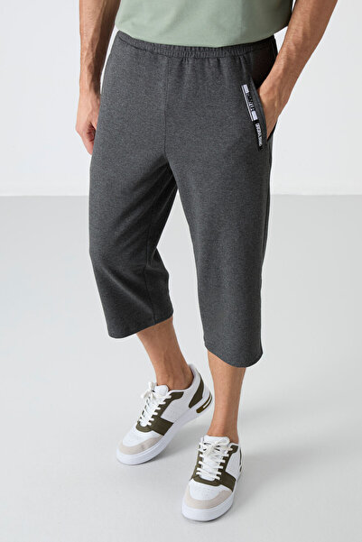 TOMMY LIFE Antrasit Melanj Ön Cep Detaylı Standart Kalıp Klasik Paça Erkek Kapri - 83092