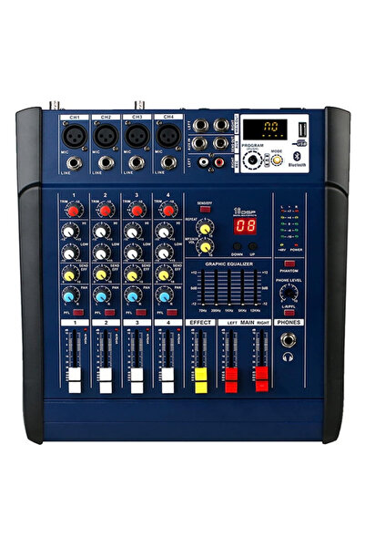 MOHAMED Professional audio mixer with 2x250 W power amplifier, 4 channels, 16 effects, 5-band equalizer