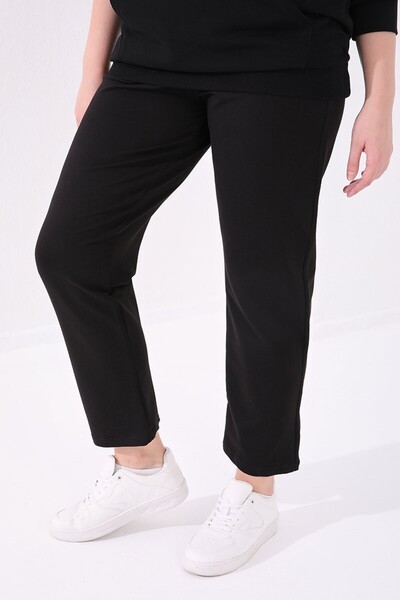 TOMMY LIFE LargE SizE Black StonE DETailEd Classic SwEatpants - 94040