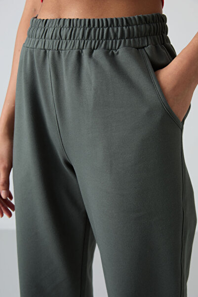 TOMMY LIFE Çağla με τσέπες ψηλόμεσο άνετο γυναικείο πάτο φόρμας από καουτσούκ - 94583