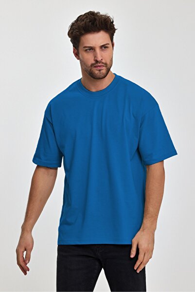 COMBİNE MİCHAİL Thick Fabric Oversize Men's T-shirt - Crew Neck
