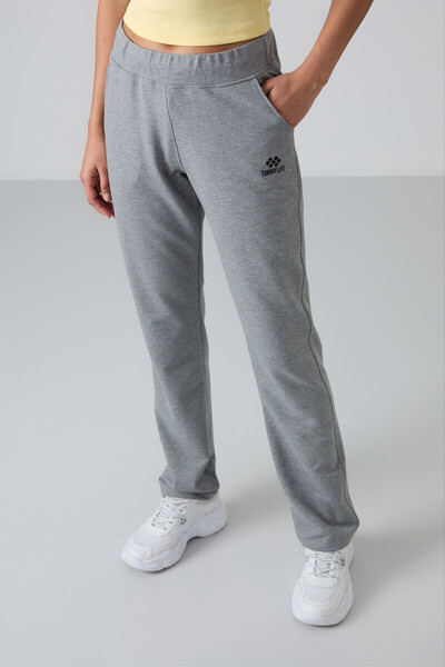 TOMMY LIFE Γκρι μελανζέ γυναικεία φούτερ με ψηλή μέση και τσέπες - 94185