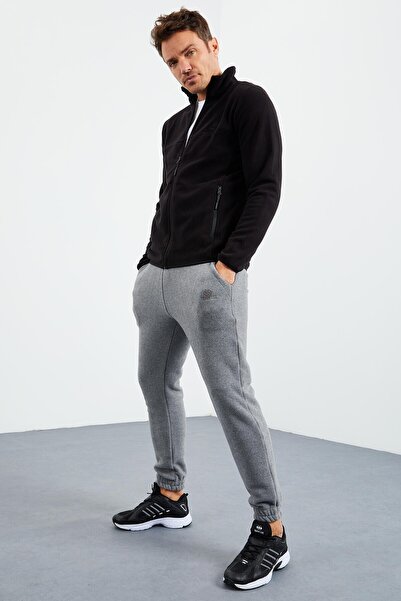 TOMMY LIFE Men's Fleece Black Zippered Slim Fit Stand Collar - 87270