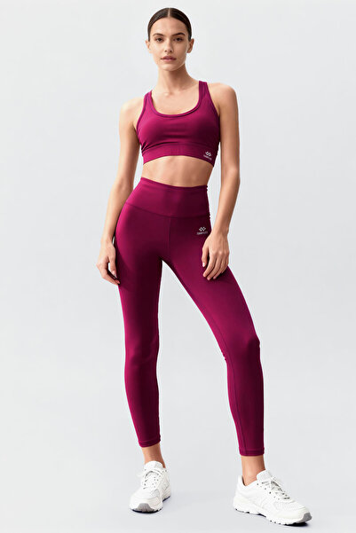 TOMMY LIFE Claret Red ψηλόμεσο γυναικείο κολάν σταυρωτής πλάτης Λεπτομερές σετ κολάν με λεπτή εφαρμογή - 95283