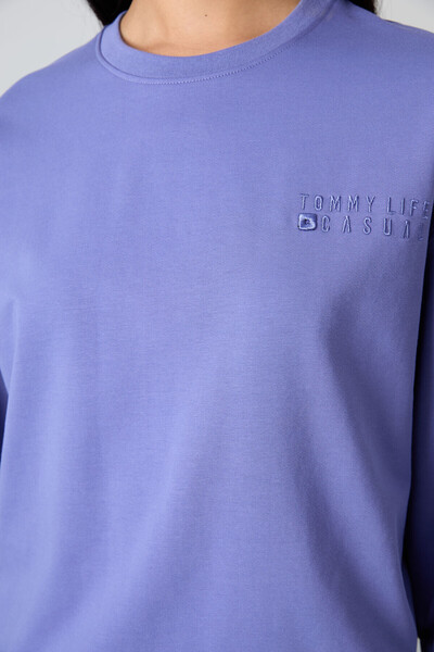 TOMMY LIFE Γυναικεία αθλητική φόρμα Magenta Basic Cotton O Neck Oversize Rubber Leg - 95287