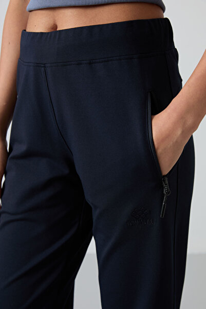 TOMMY LIFE Γυναικεία αθλητική φόρμα κλασικής φόρμας με φερμουάρ μπλε Navy άνετη φόρμα - 94195