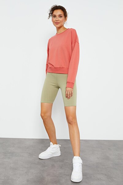TOMMY LIFE Powder Basic Comfortable Form O Neck Women's Sweatshirt - 97114