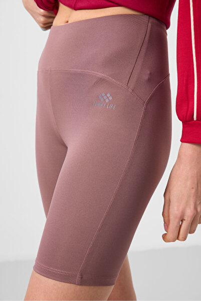 TOMMY LIFE Dried Rose High Waist Recovery Short Biker Women's Leggings - 91007