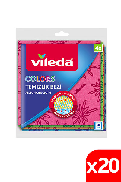Vileda 20 Paket 4 lü Colors Renkli Mutfak Bezi