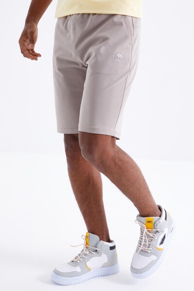 TOMMY LIFE Dark Beige Lace-Up Standard Fit Basic Men's Shorts - 81212