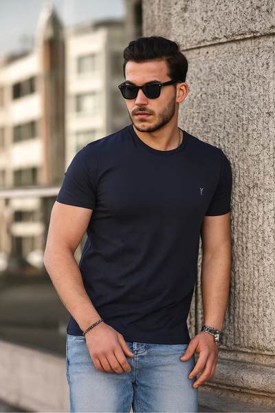 COMBİNE MİCHAİL Men's 100% Cotton Breathable Crew Neck Standard Fit Regular Fit T-shirt