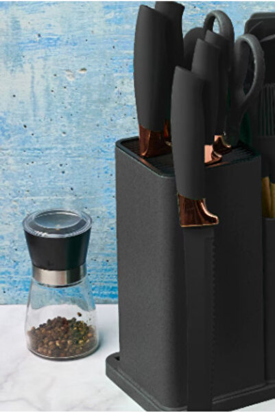 OEM 19-piece kitchen utensil set with chopper and storage stand included BLACK