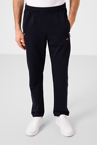 TOMMY LIFE Ανδρικό παντελόνι φούτερ Navy BluE Slim Fit - Κλασικό πόδι τσέπης ...