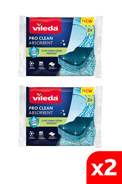 Vileda 2 Paket 2'li Pro Clean Viskoz Selüloz Bulaşık Süngeri