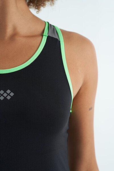 TOMMY LIFE Black Back Detailed Printed Standard Mold Women's Undershirt - 97269